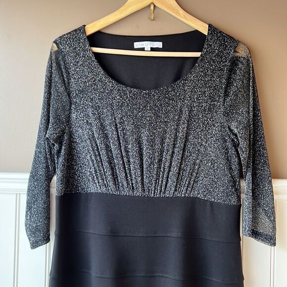 Cleo Silver and Black 3/4 Length Sleeve Dress Size 12 - Picture 3 of 15